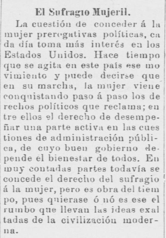 Hispanic Newspaper Article for Women's Suffrage